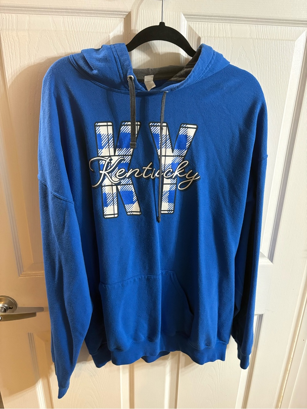 Fruit of the Loom Royal Blue Kentucky Plaid Graphic Hoodie